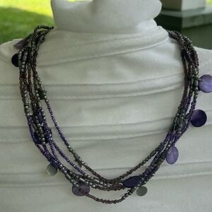 Chic Multilayer Purple bead,glass,acrylic Necklace